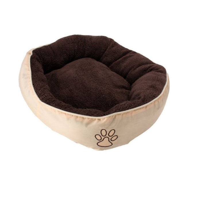 A pet luxuriating in the soft fur-lined side of the Luxe Comfort Pet Bed.