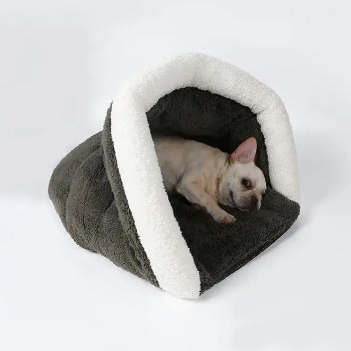 Durable and soft materials of the Luxury Pet Puppy Cave showcased.