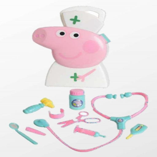 Child joyfully playing with the Peppa Pig's Little Nurse Adventure Kit, showcasing the stethoscope.