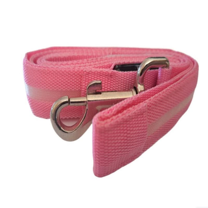 Chic pink nylon dog lead – Illuminate your night walks with style