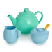 Detail of the playful pastel-coloured teapot and accessories from the Casdon Kids Tea Set."