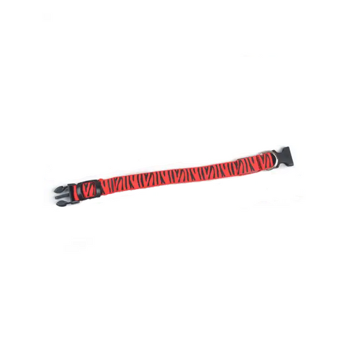Bold Red LED dog collar in zebra pattern
