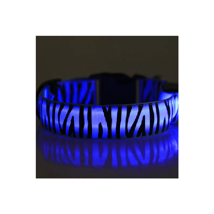 Blue colour adjustable dog collar with LED