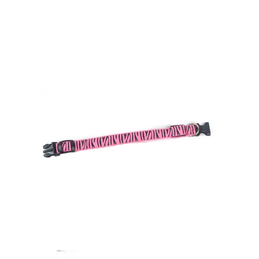 Pink LED dog collar in stylish zebra pattern