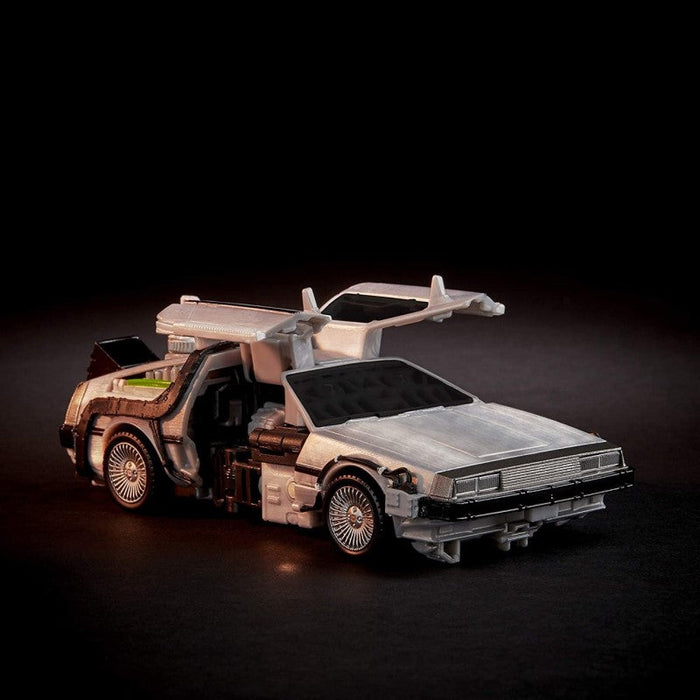 Gigawatt converted into the iconic Back to the Future time machine, doors open and ready for adventure