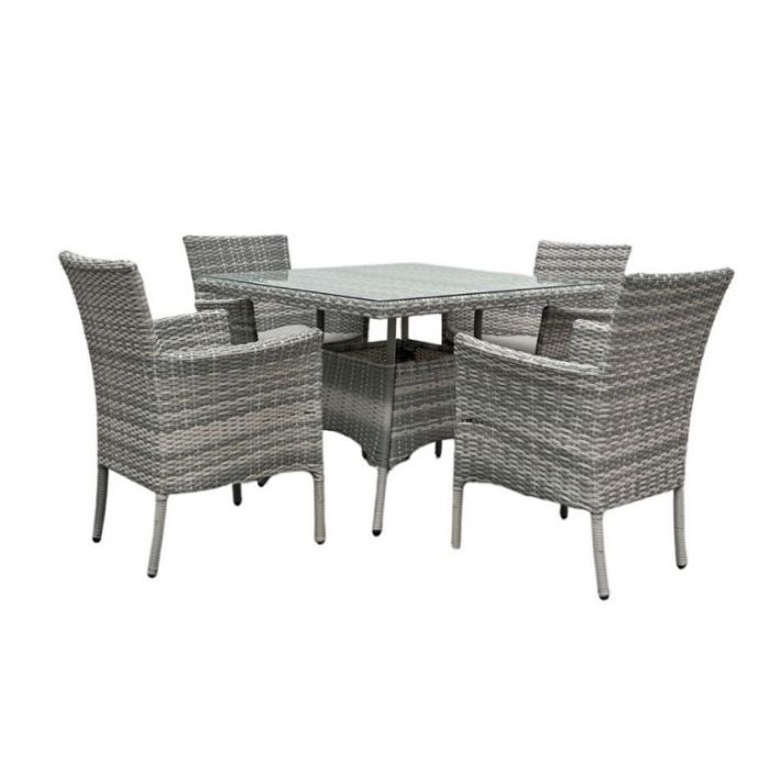 Elegant Serenity Wicker Oasis dining set awaiting your next outdoor feast