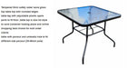 Elegant glass-top table from our outdoor dining ensemble, built for durability and style