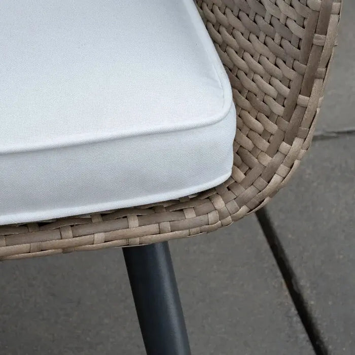 Detail of weather-resistant wicker material, perfect for any outdoor decor